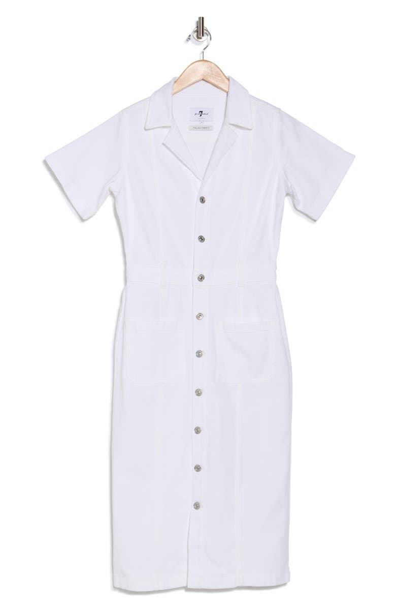 7 For All Mankind Short Sleeve Patch Pocket Denim Shirtdress, Alternate, color, 
