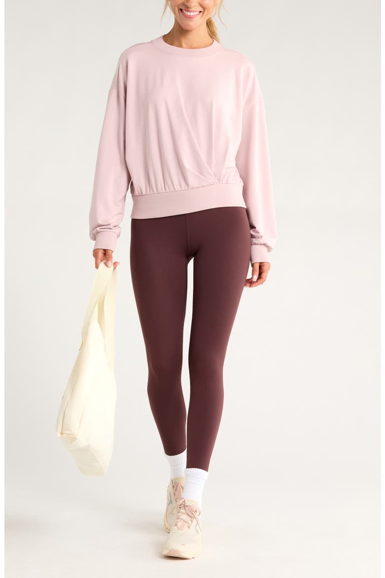 Luxe Terry Pleated Pullover, Alternate, color, PURPLE LILAC