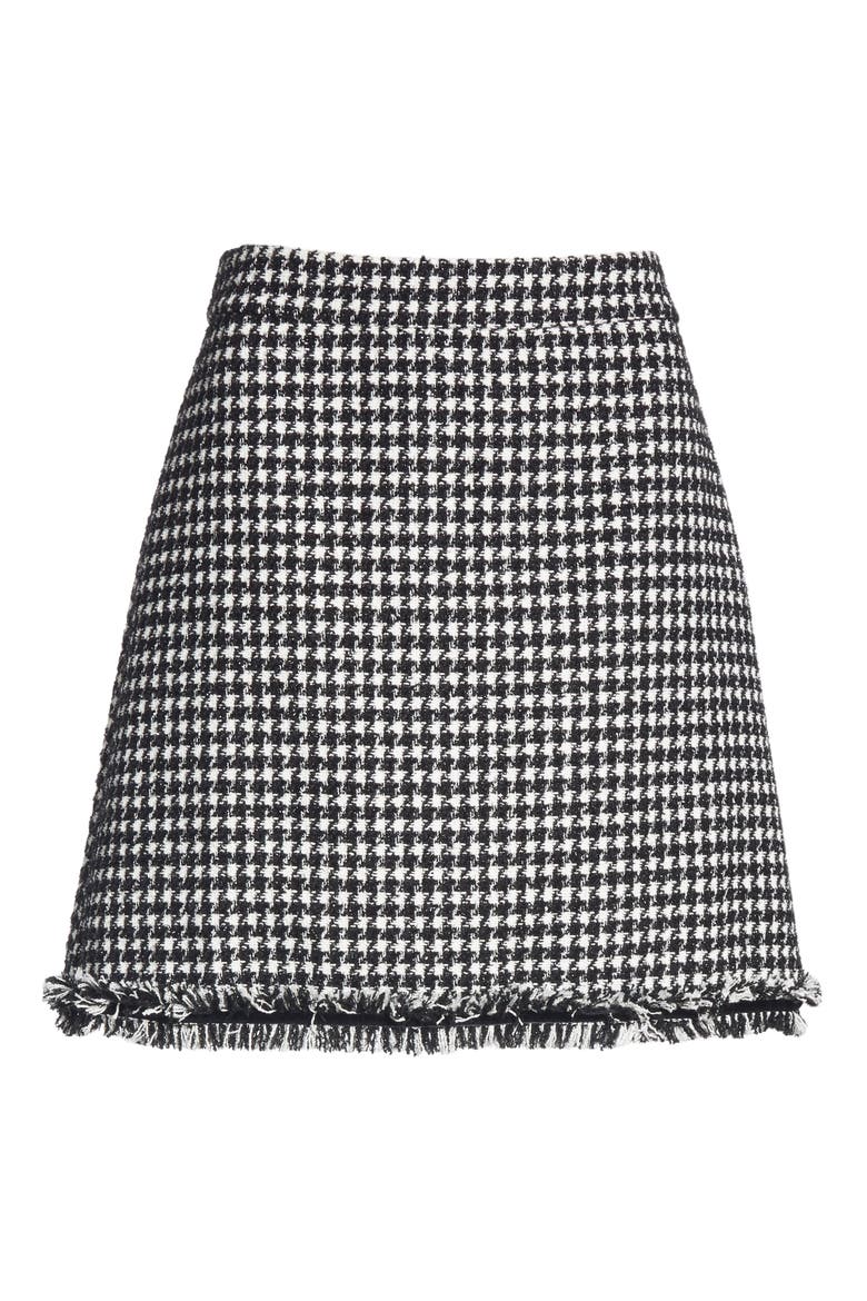 houndstooth tweed miniskirt, Alternate, color, BLACK/ CREAM