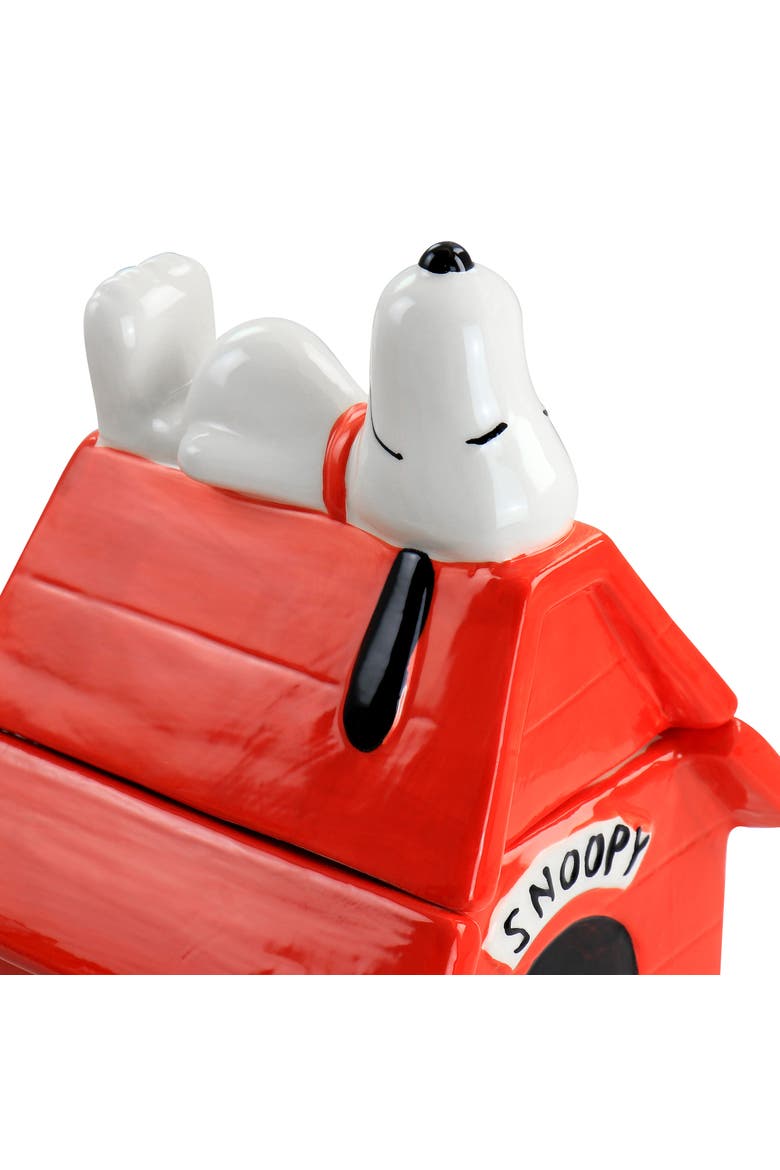 Classic Snoopy Dog House Durastone 11.2in Cooke Jar, Alternate, color, Red