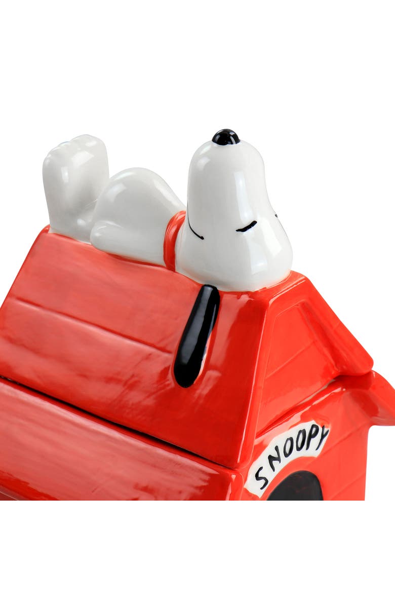 Gibson Classic Snoopy Dog House Durastone 11.2in Cooke Jar, Alternate, color, Red