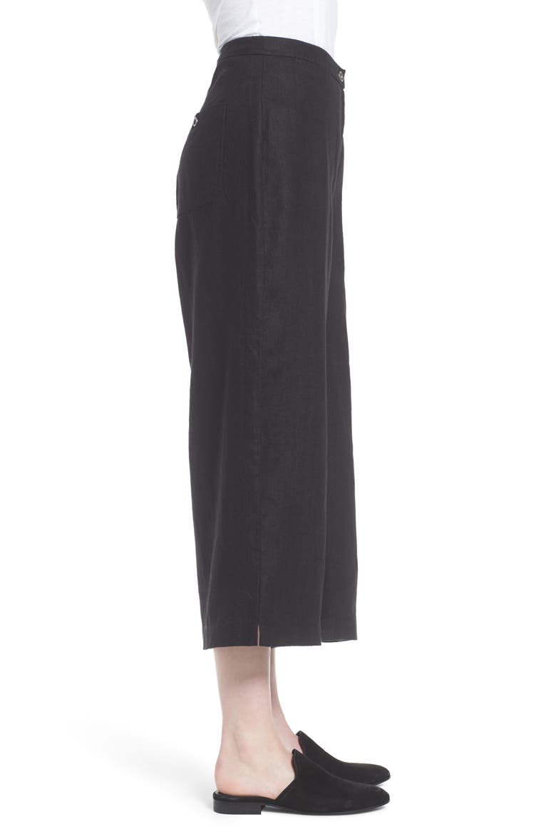 Wide Leg Organic Linen Pants, Alternate, color, BLACK