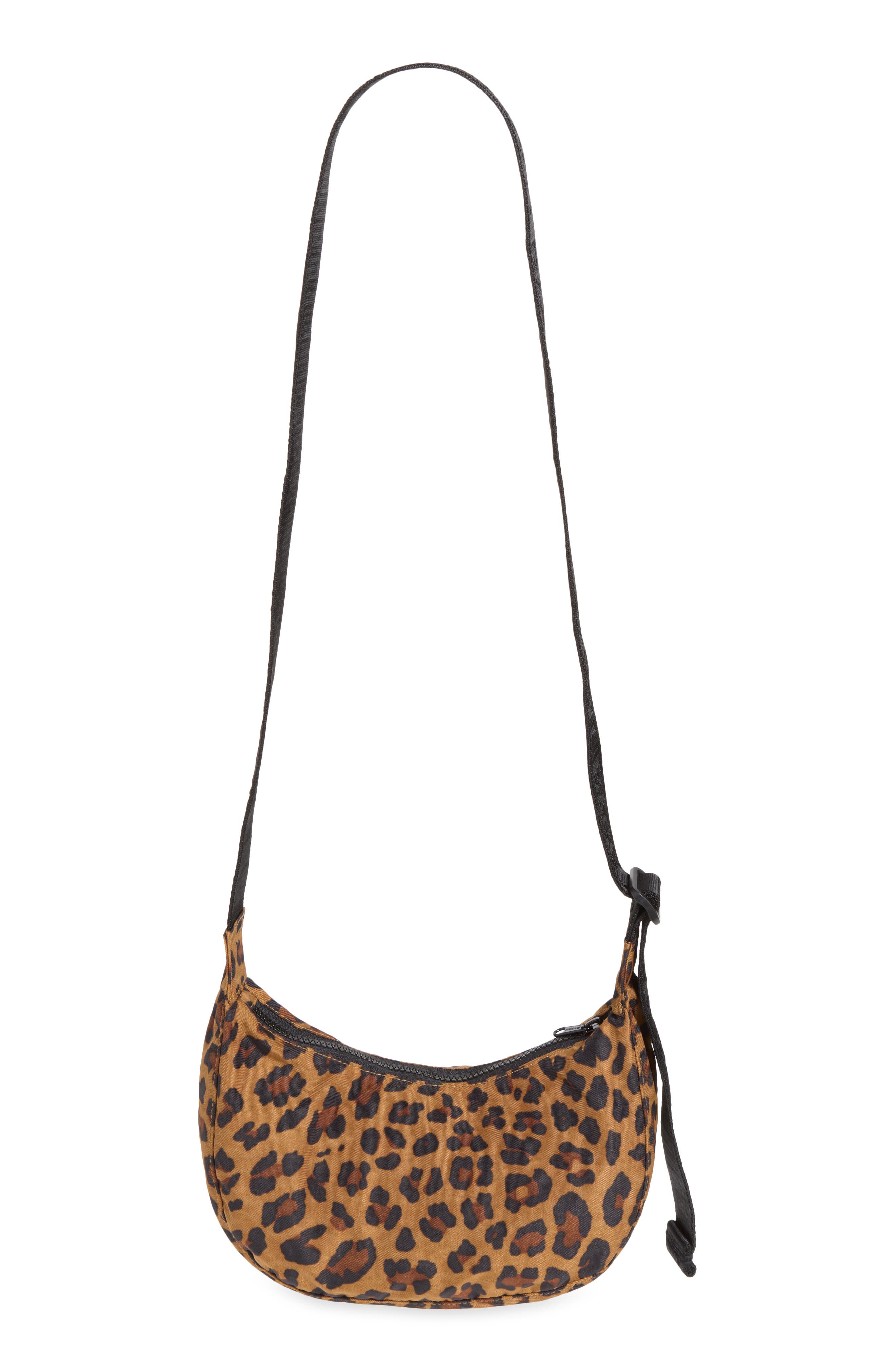 Small Recycled Nylon Crescent Crossbody Bag, Alternate, color, LEOPARD