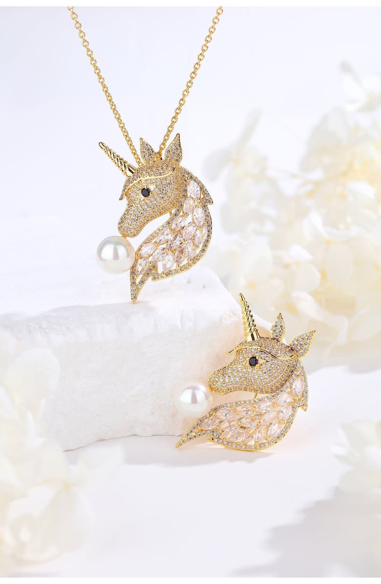 Classicharms Pavé Unicorn Brooch, Alternate, color, Gold