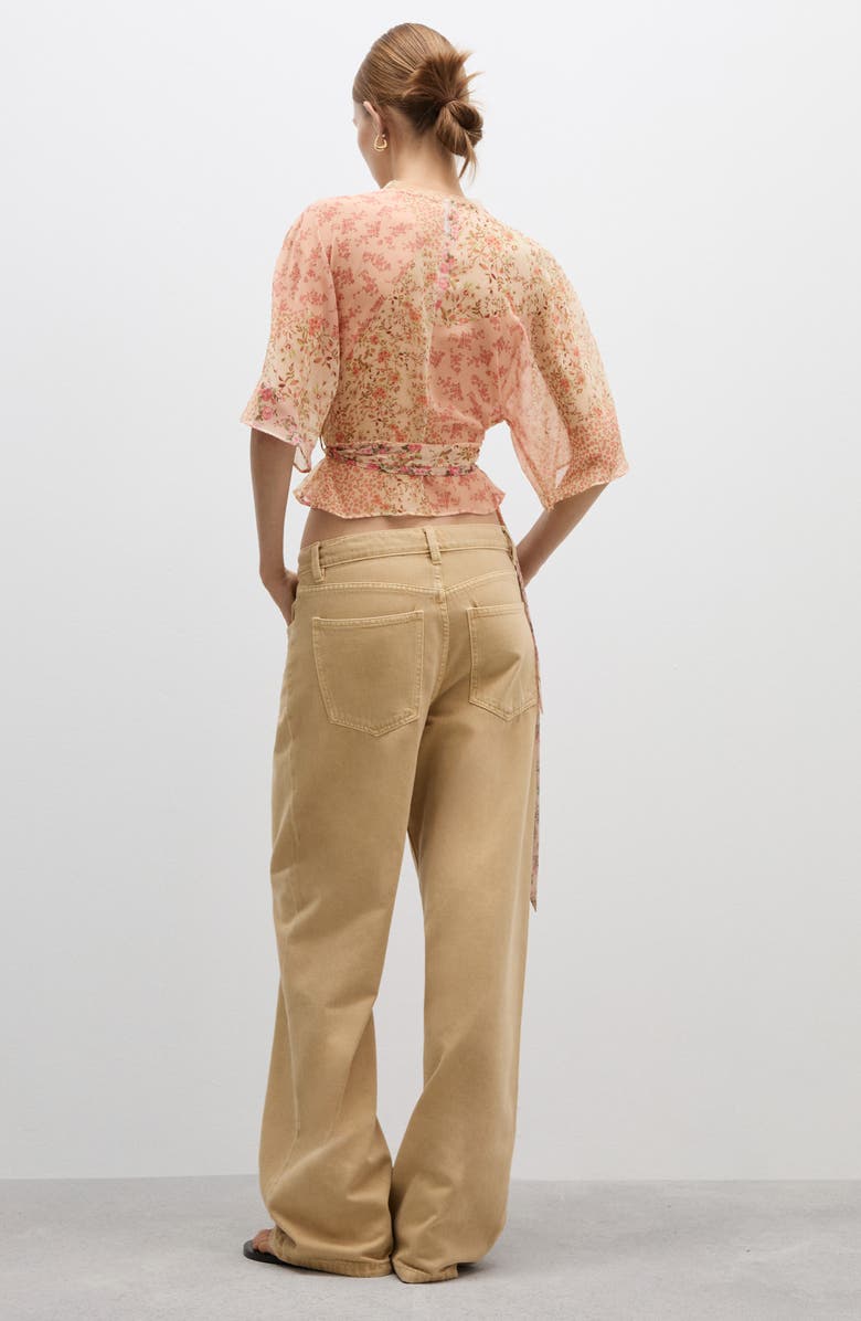 MANGO Floral Fluttery Sleeve Wrap Top, Alternate, color, 