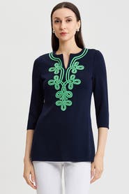 Ming Wang Classic Soutache Soft Knit Tunic
