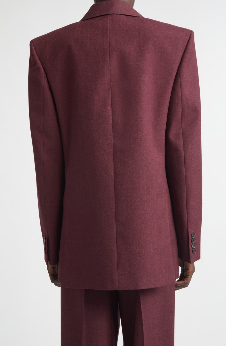 Saint Laurent Double Breasted Wool Gabardine Blazer, Alternate, color, Lie De Vin