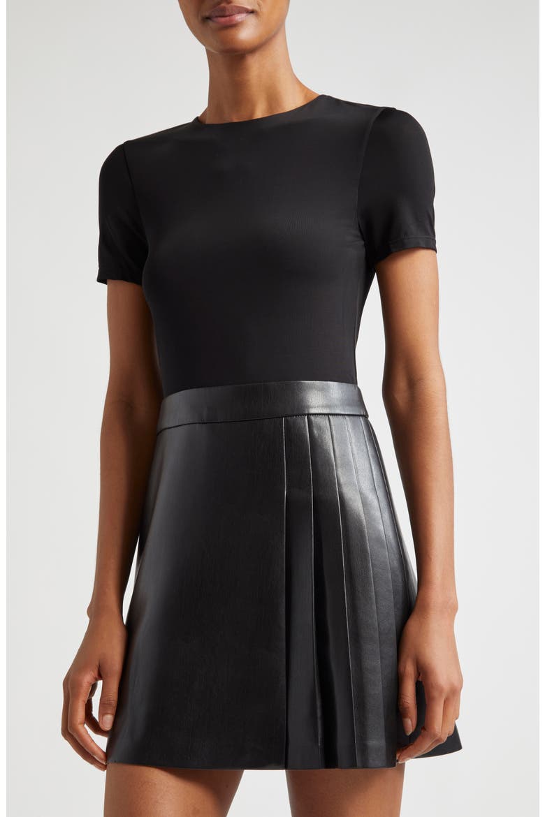 Chara Mixed Media Minidress, Alternate, color, BLACK