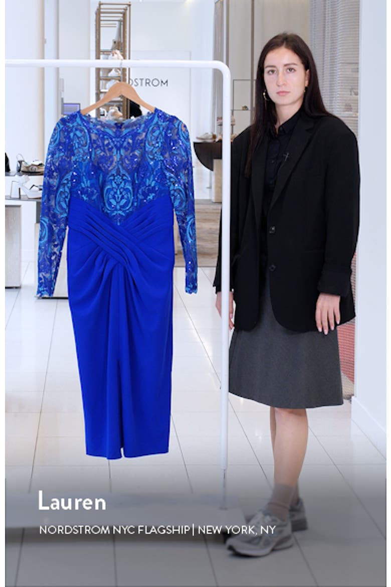 Sequin Crepe Long Sleeve Sheath Dress video