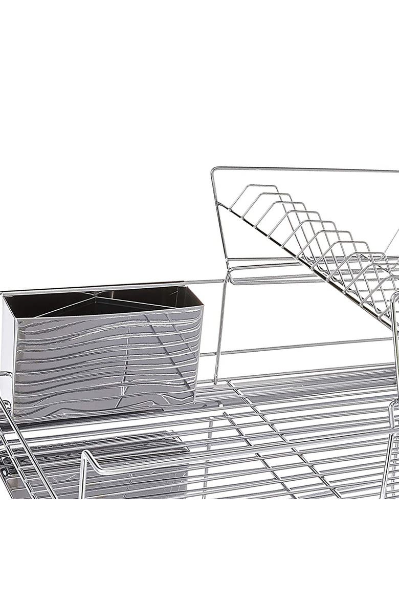15.5 Inch Stainless Iron Shelf Dish Rack, Alternate, color, Silver