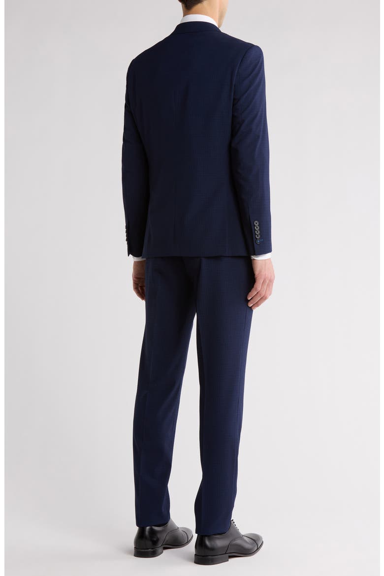 Miniature Plaid Navy Stretch Mélange Suit, Alternate, color, BLACK/ BLUE