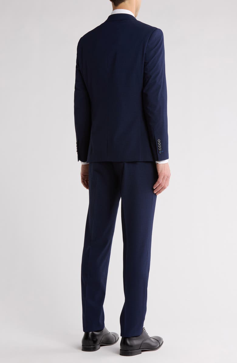 English Laundry Miniature Plaid Navy Stretch Mélange Suit, Alternate, color, Black/ Blue