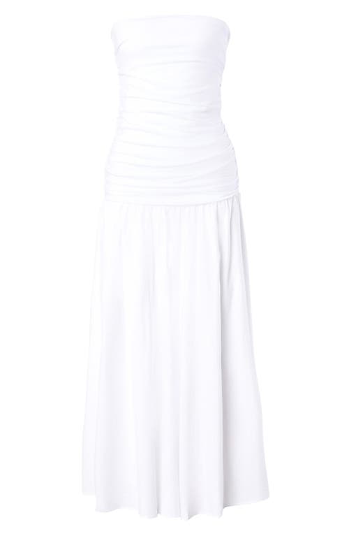 Pietro Brunelli Maternity Maternity Strapless Side Ruching Poplin And Jersey Coco Dress In White
