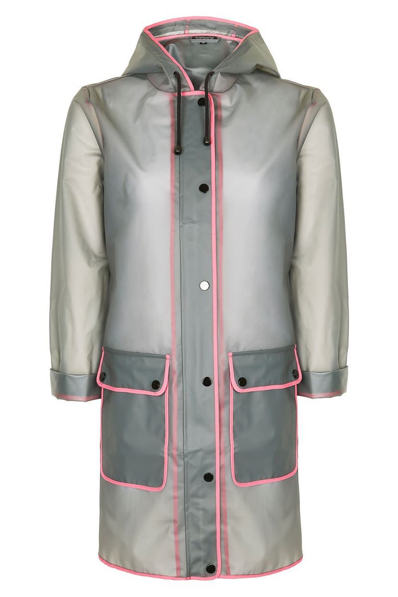 Piped Mac Rain Jacket, Alternate, color, GREY