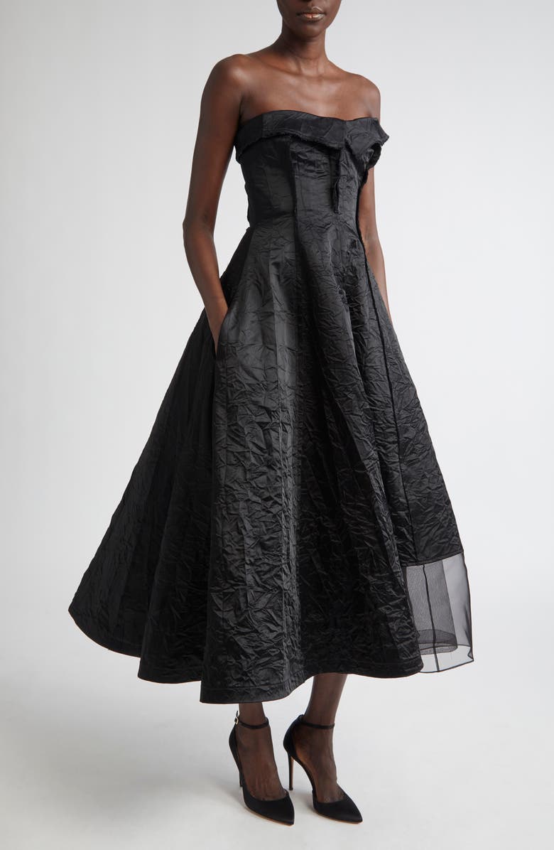 Jason Wu Collection Brushstroke Fray Jacquard Asymmetric Mixed Media Gown, Alternate, color,