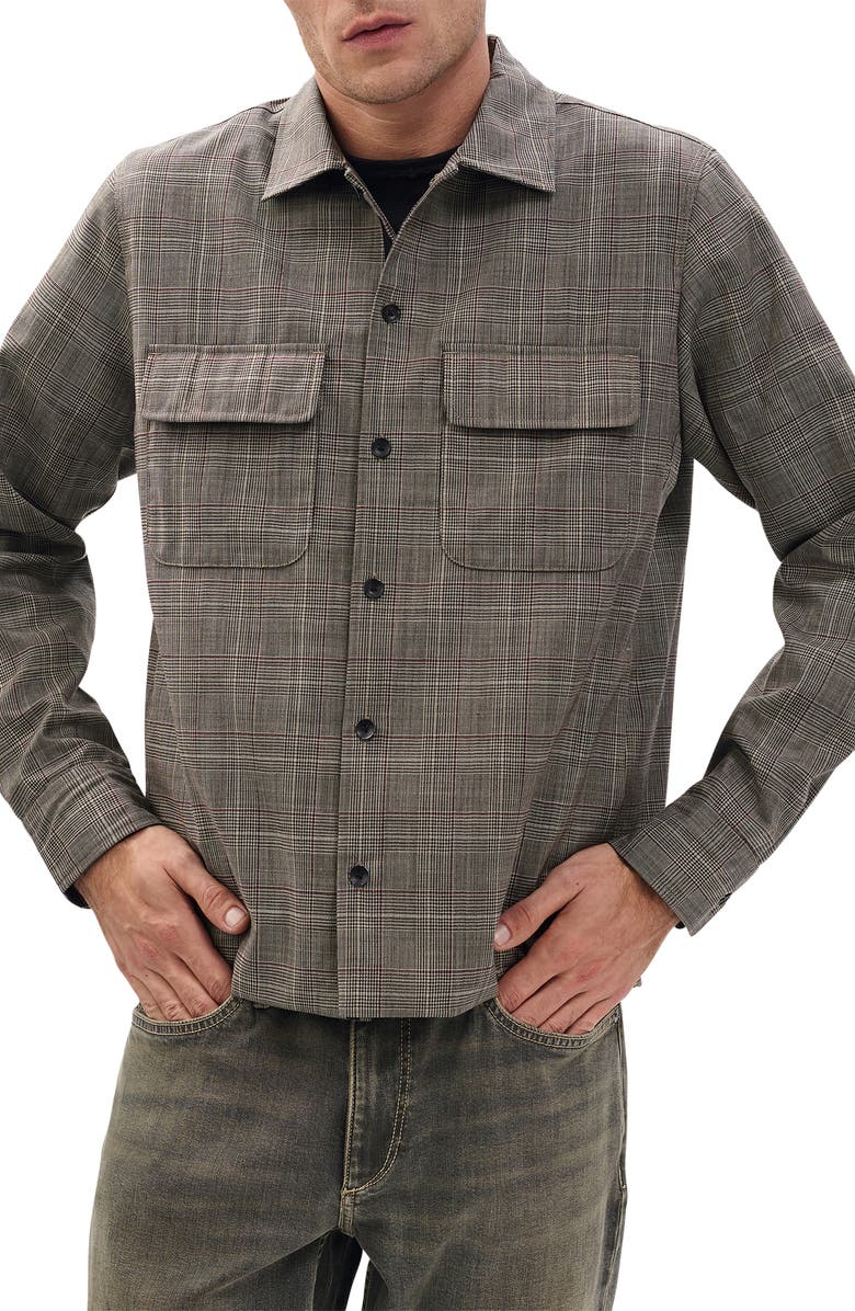 rag & bone Isaiah Glen Plaid Wool Shirt Jacket, Alternate, color, Grey Check