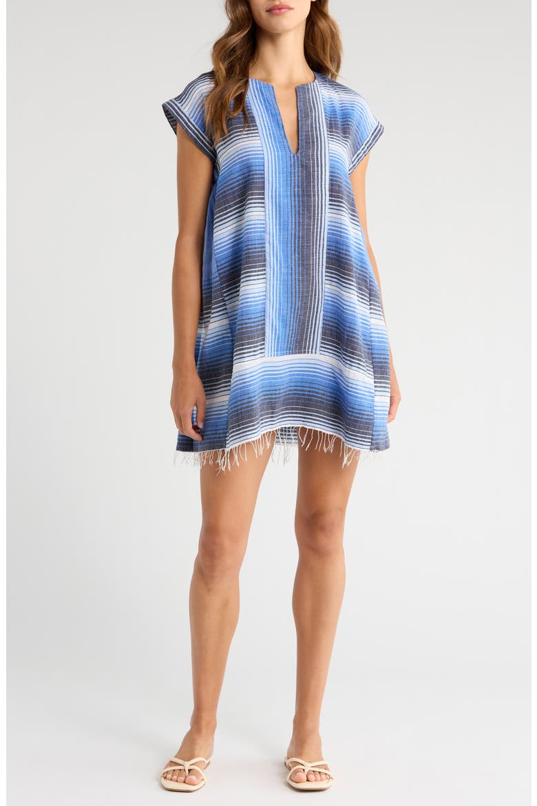 Elina Stripe Cotton Caftan, Main, color, BLUE