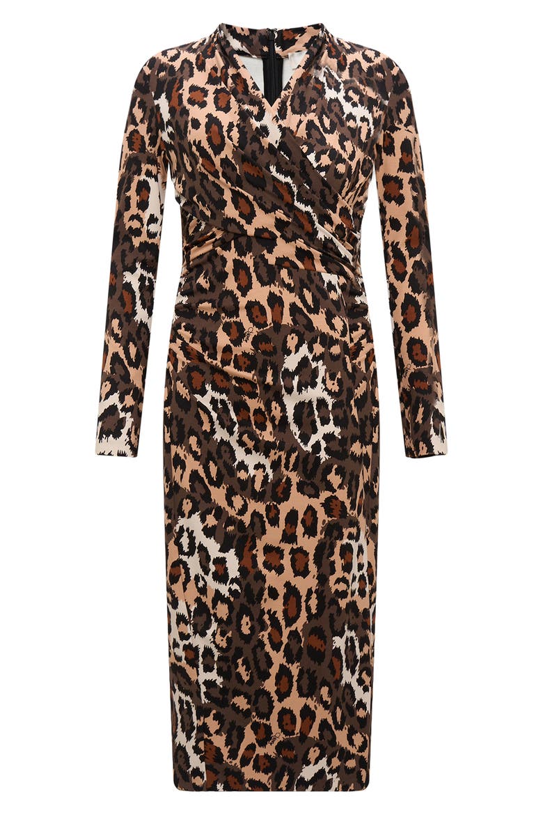 Barlow Leopard Print Long Sleeve Wrap Front Dress, Alternate, color, JUNGLE CAT SM