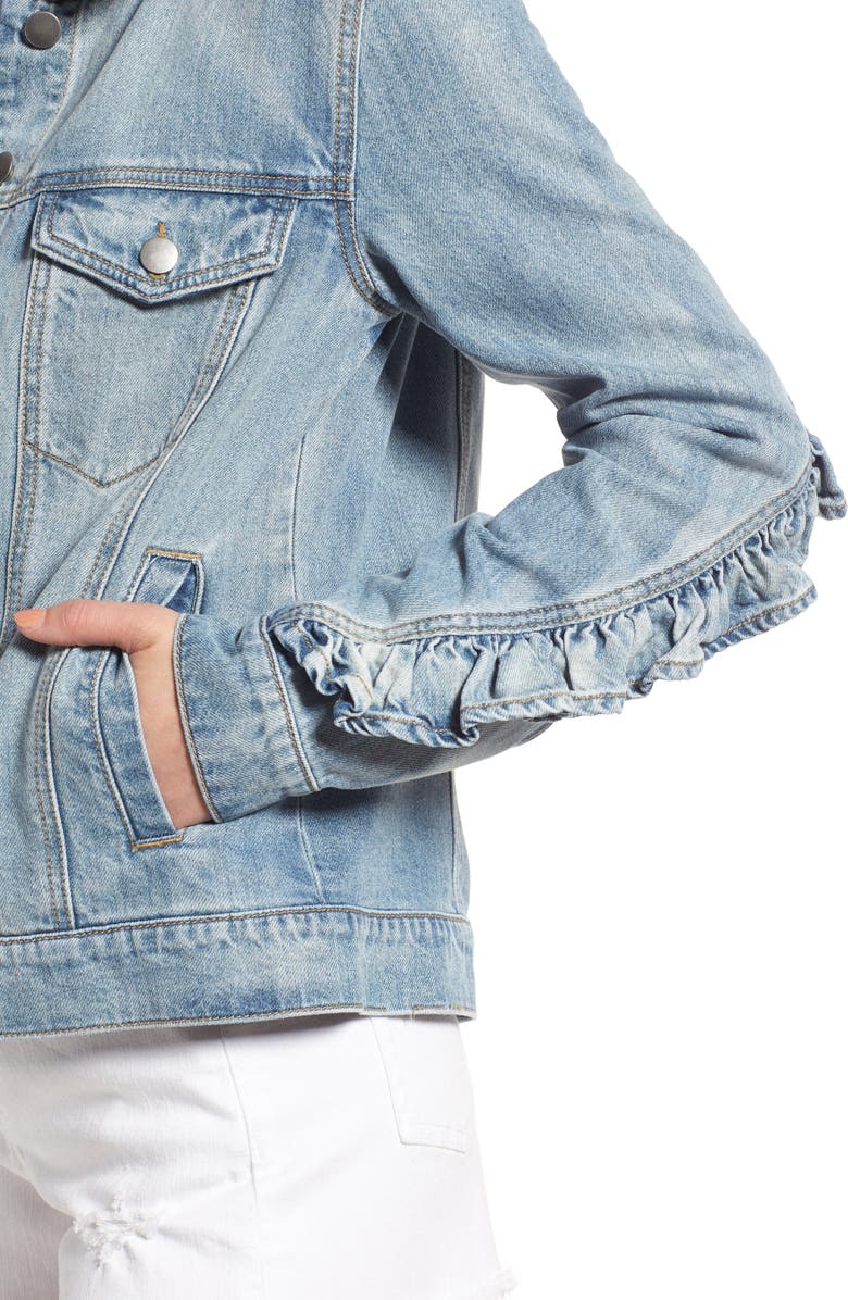 BP. Ruffle Denim Jacket, Alternate, color, 