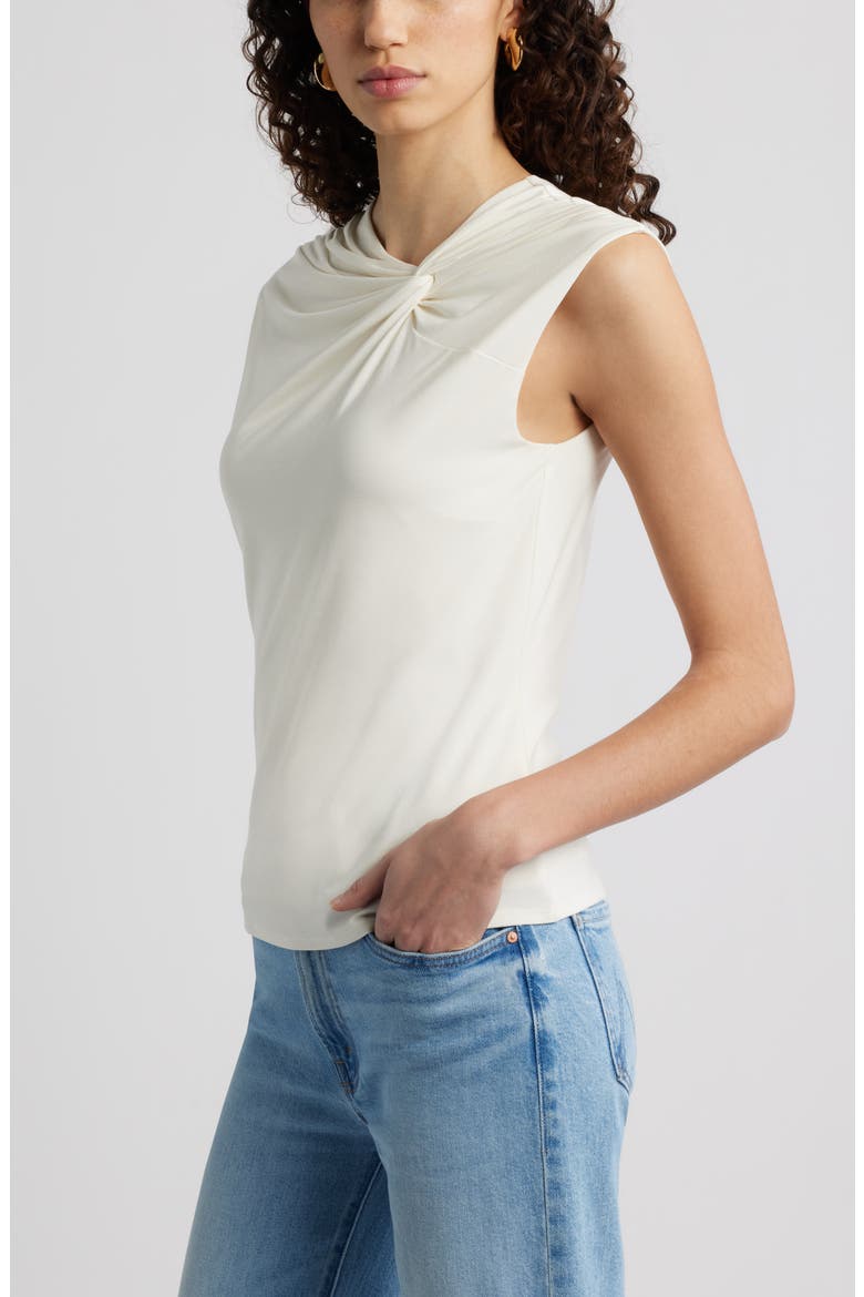 Twist Front Cap Sleeve T-Shirt, Alternate, color, IVORY TOFU