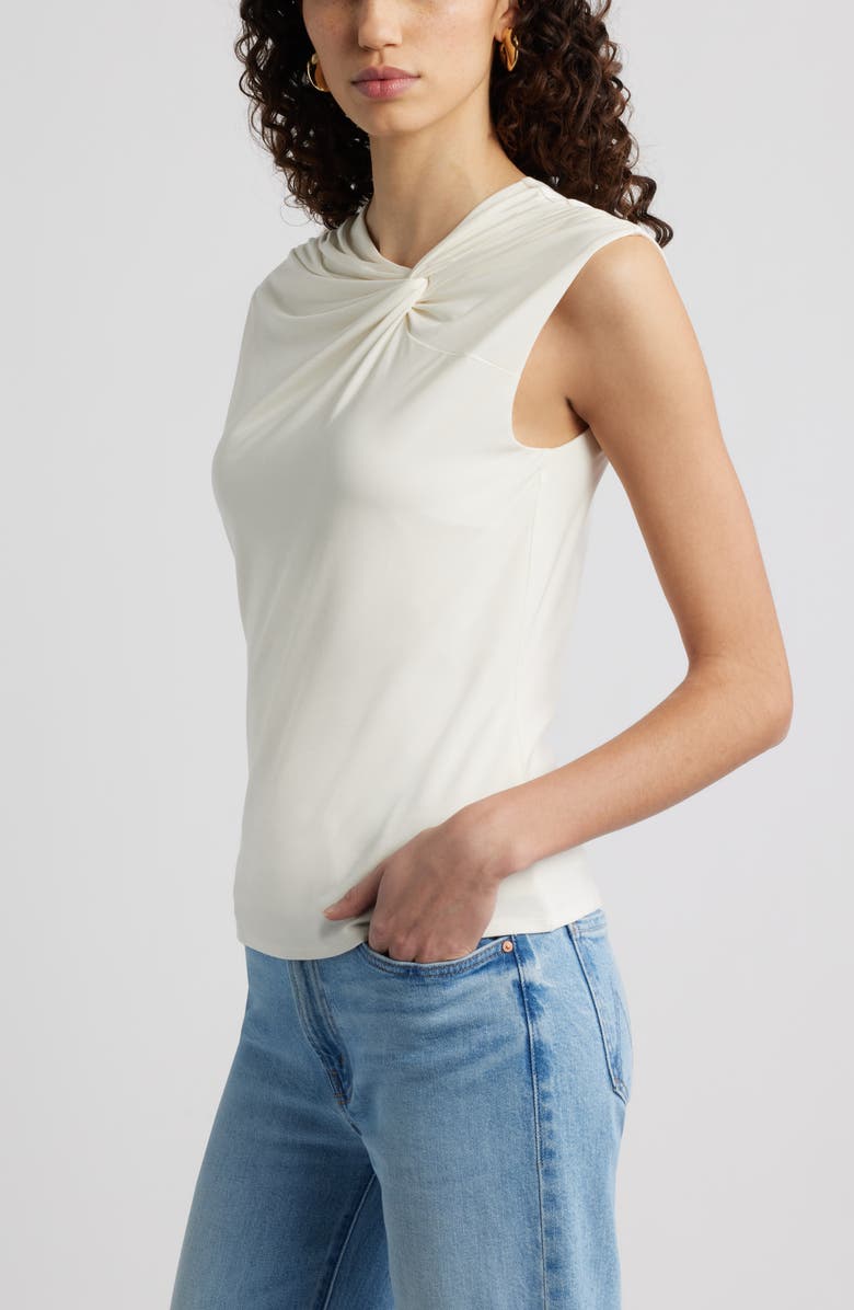 Nordstrom Twist Front Cap Sleeve T-Shirt, Alternate, color, Ivory Tofu