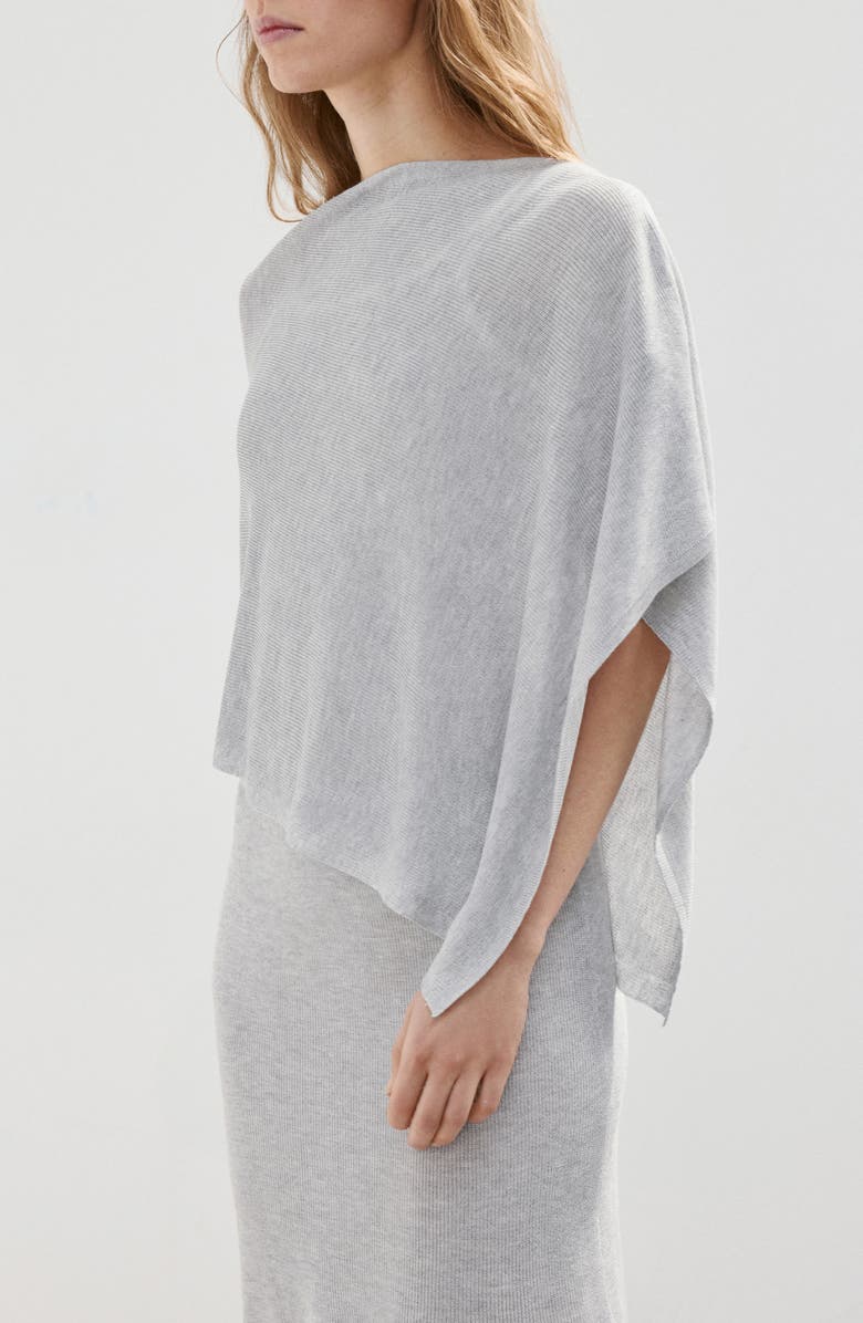 MANGO Raul Asymmetrical Hem Knit Cape, Alternate, color, Light Heather Grey