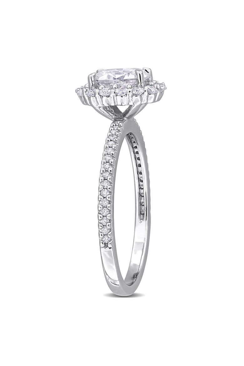 Moissanite Oval Halo Engagement Ring, Alternate, color, Sterling Silver
