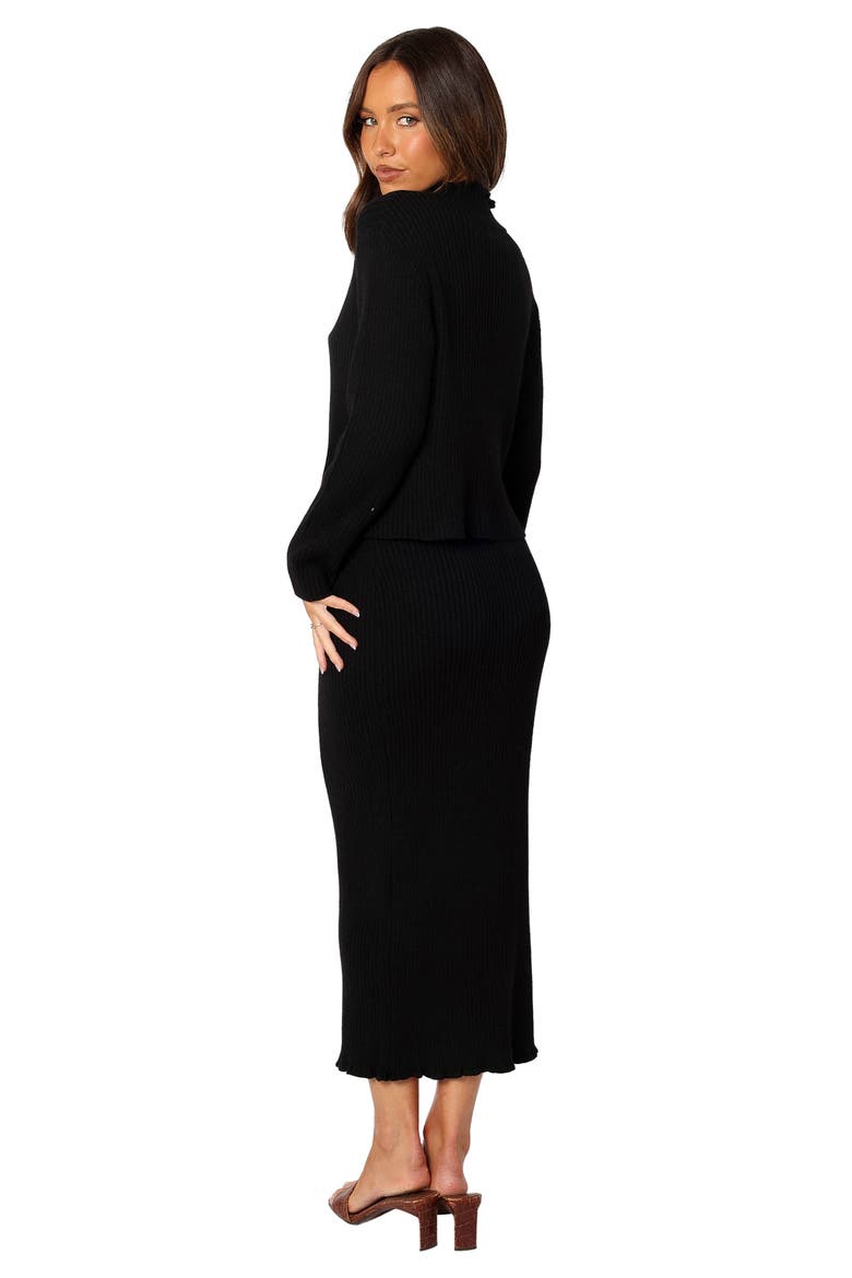 Payton Mock Neck Top & Maxi Skirt Rib Set, Alternate, color, BLACK