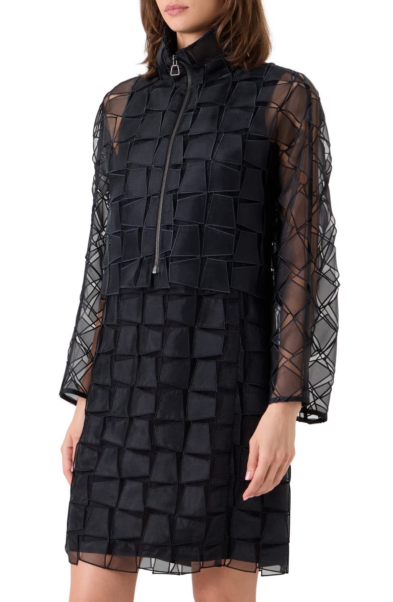 Akris Mimi Trapezoid Organza Jacket, Alternate, color, Black