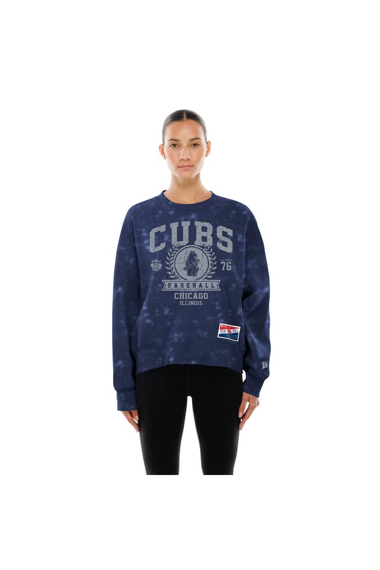Women's New Era  Royal Chicago Cubs Throwback Oversized Boxy Sweatshirt, Main, color, Navy