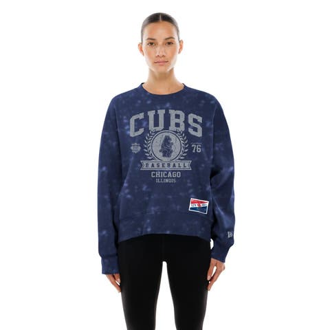 Women's New Era  Royal Chicago Cubs Throwback Oversized Boxy Sweatshirt