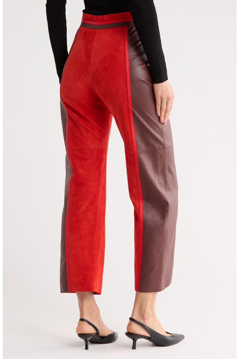 Colorblock Mixed Media Pants, Alternate, color, MAHOGANY