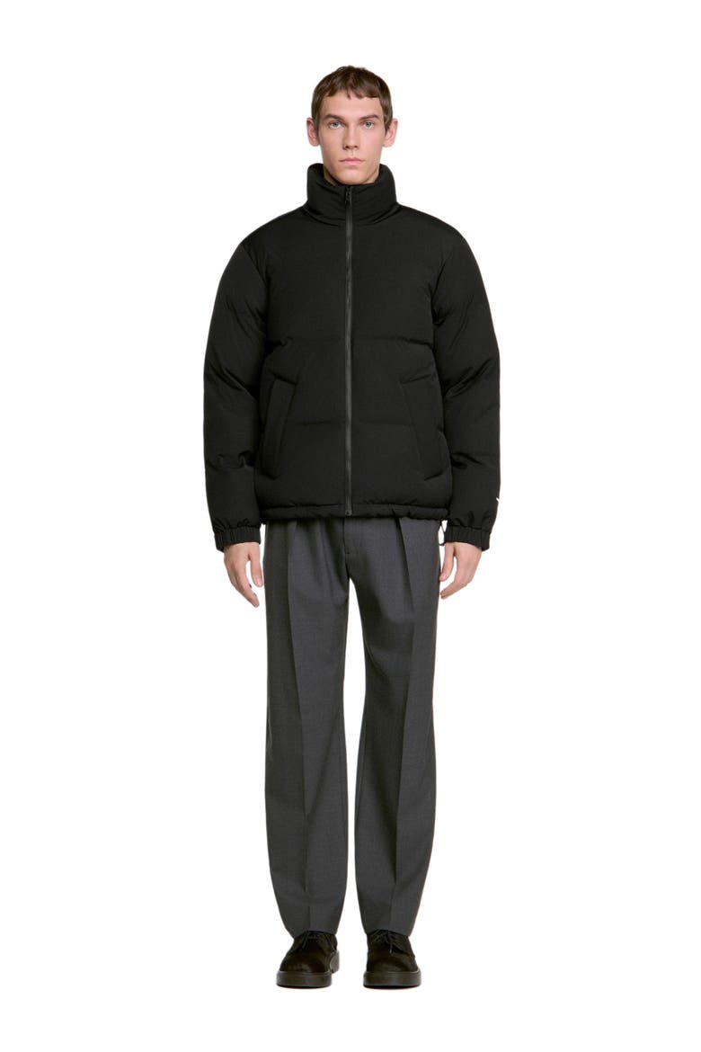 Zip-up tech fabric puffer jacket, Main, color, Carbon black