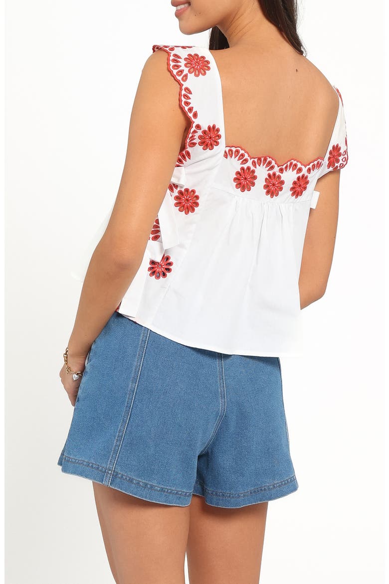 Brydee Embroidered Eyelet Tie Top, Alternate, color, RED
