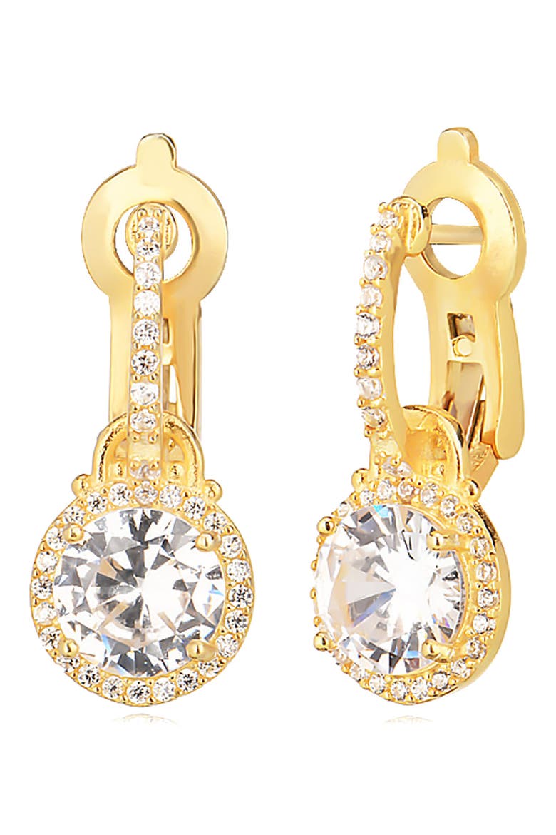 14K Gold Plated CZ Drop Earrings, Main, color, GOLD