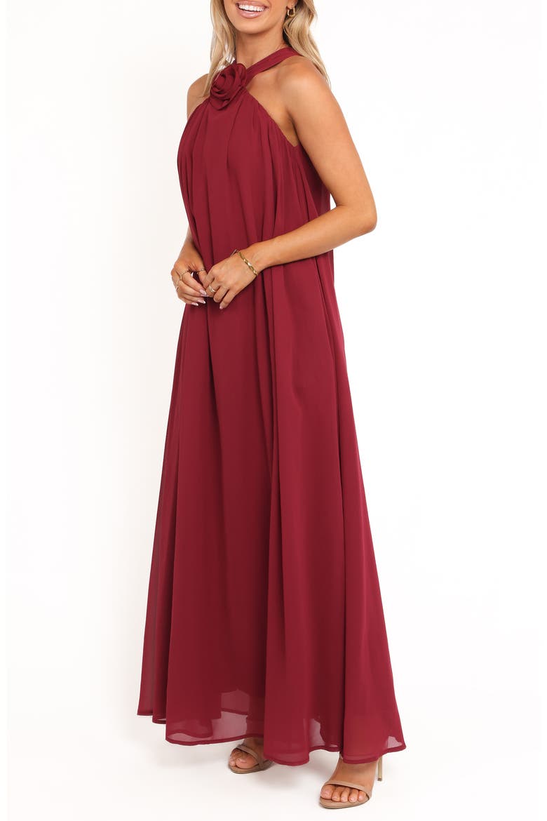 Melba Rosette Maxi Dress, Alternate, color, BERRY