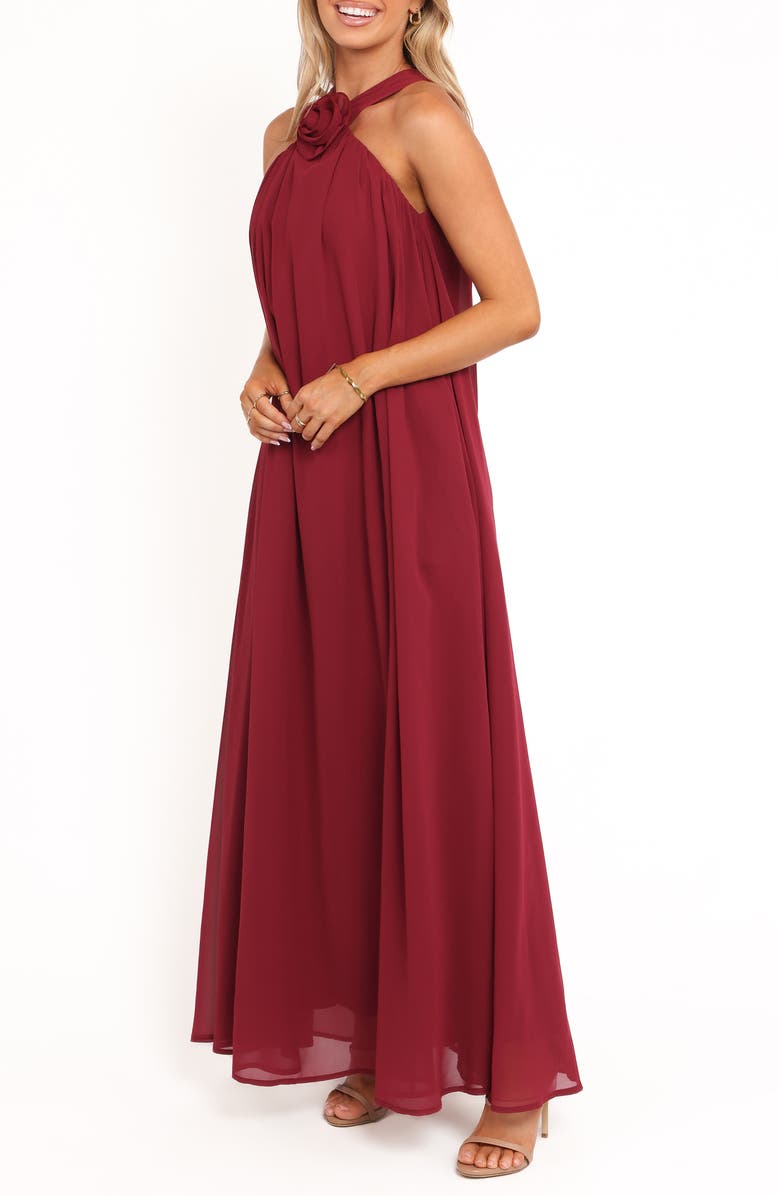 Petal & Pup Melba Rosette Maxi Dress, Alternate, color, Berry
