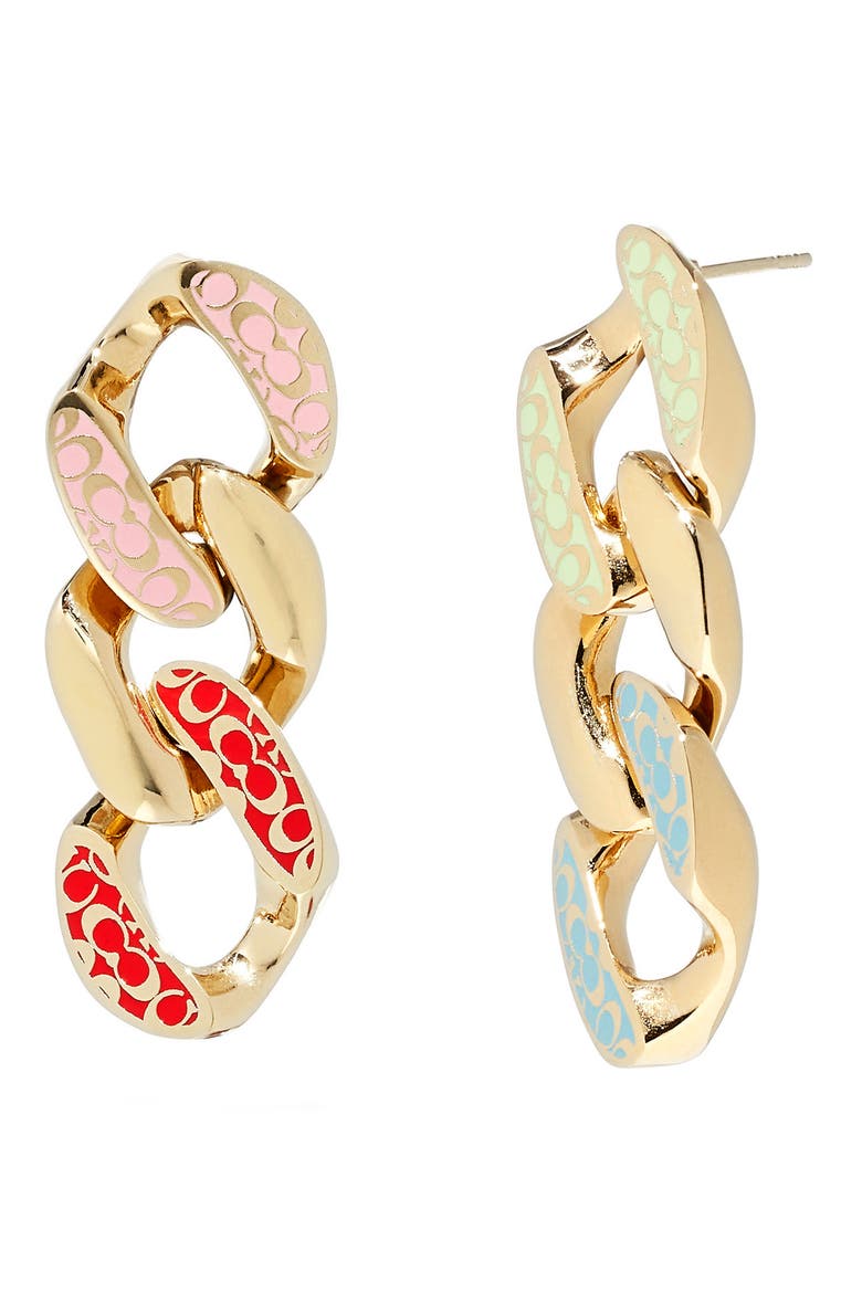 Logo Quilt Mistmatched Link Earrings, Alternate, color, MULTI