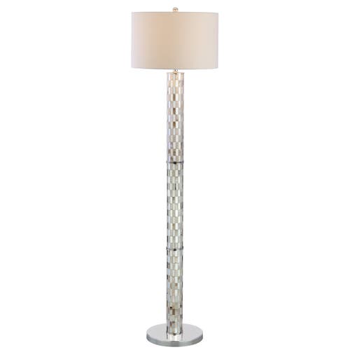 Shop Jonathan Y Liam Seashell Mosaic Led Floor Lamp In Cream/chrome