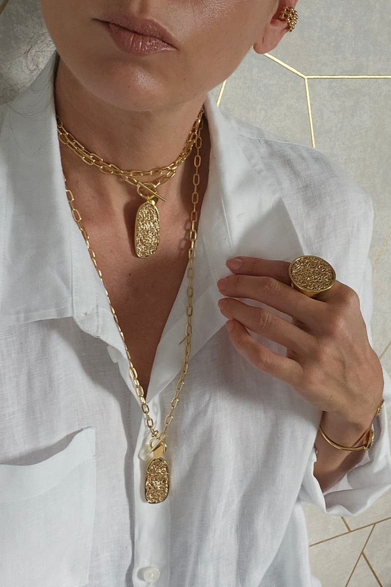 Element Pendant Long Necklace, Alternate, color, Gold