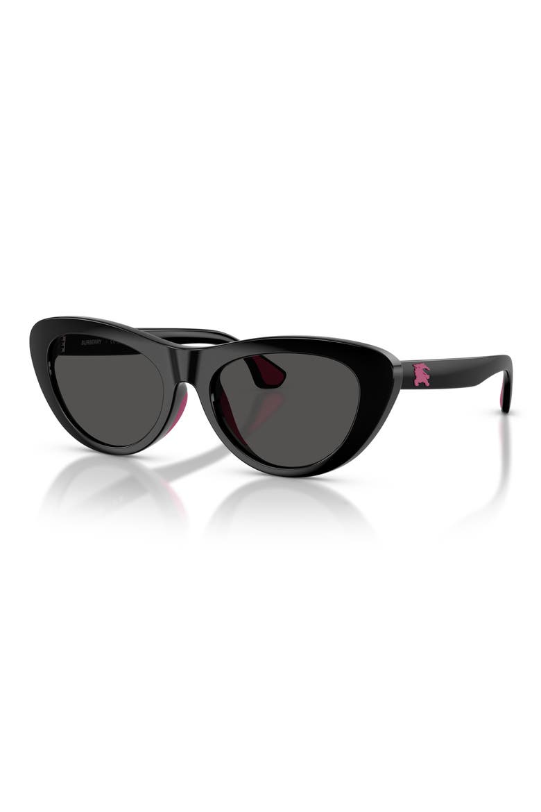 Kids' 49mm Small Cat Eye Sunglasses, Alternate, color, BLACK / DARK GREY