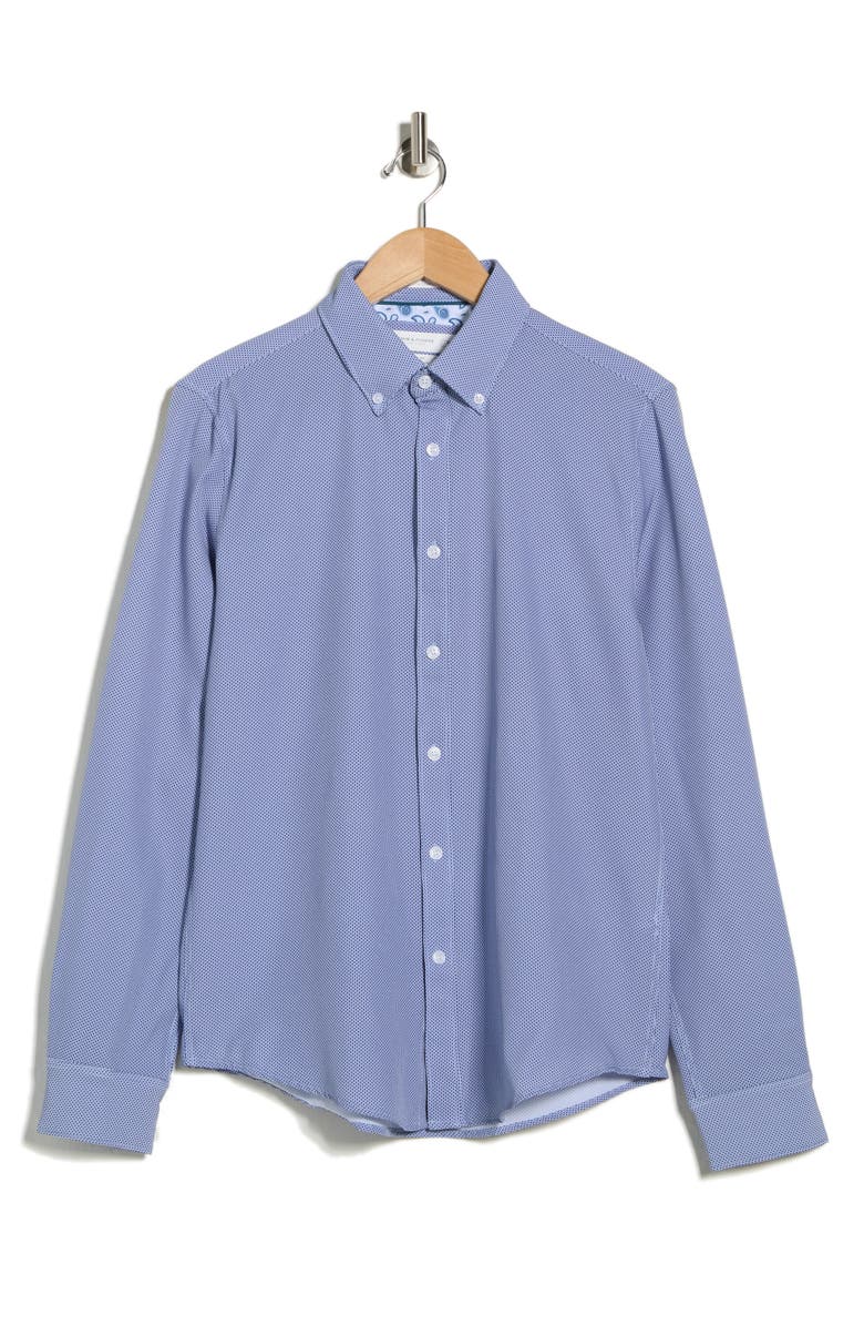 DENIM AND FLOWER Micro Dot Tech Dress Shirt, Main, color, Light Blue