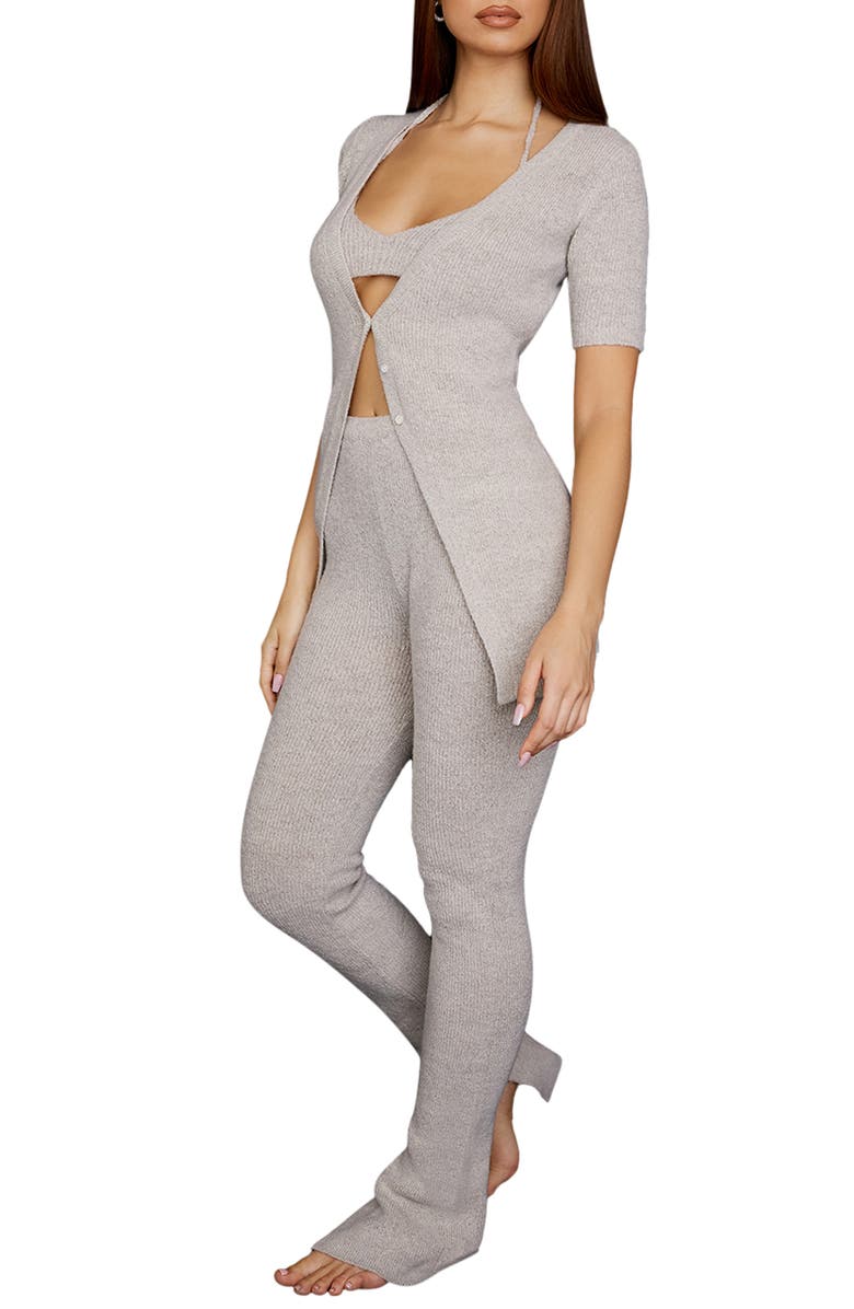 HOUSE OF CB Raven Rib Flare Leg Lounge Pants, Alternate, color, 