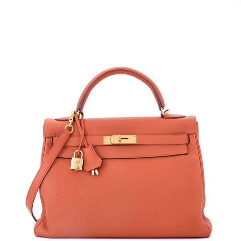 Kelly Handbag Orange Togo with Gold Hardware 32