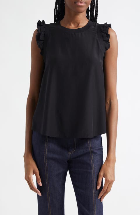 Lenore Ruffle Sleeve Silk Top