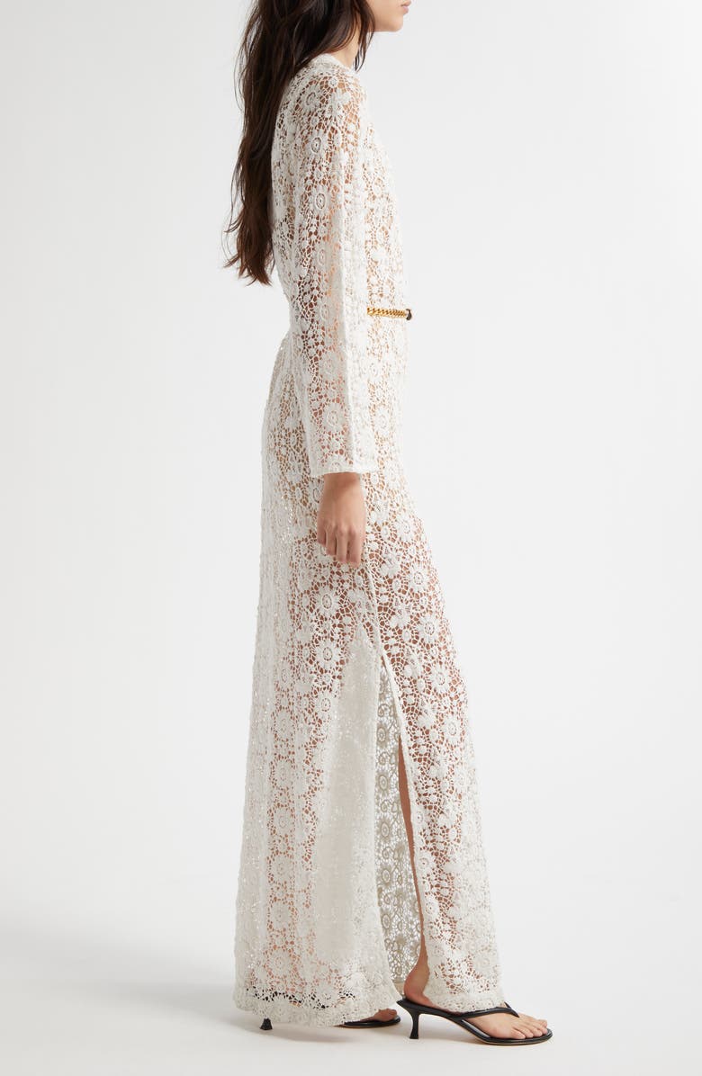 Nili Lotan Della Lace Long Sleeve Midi Dress, Alternate, color, Ivory