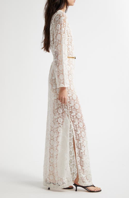 Nili Lotan Della Lace Long Sleeve Midi Dress In Ivory