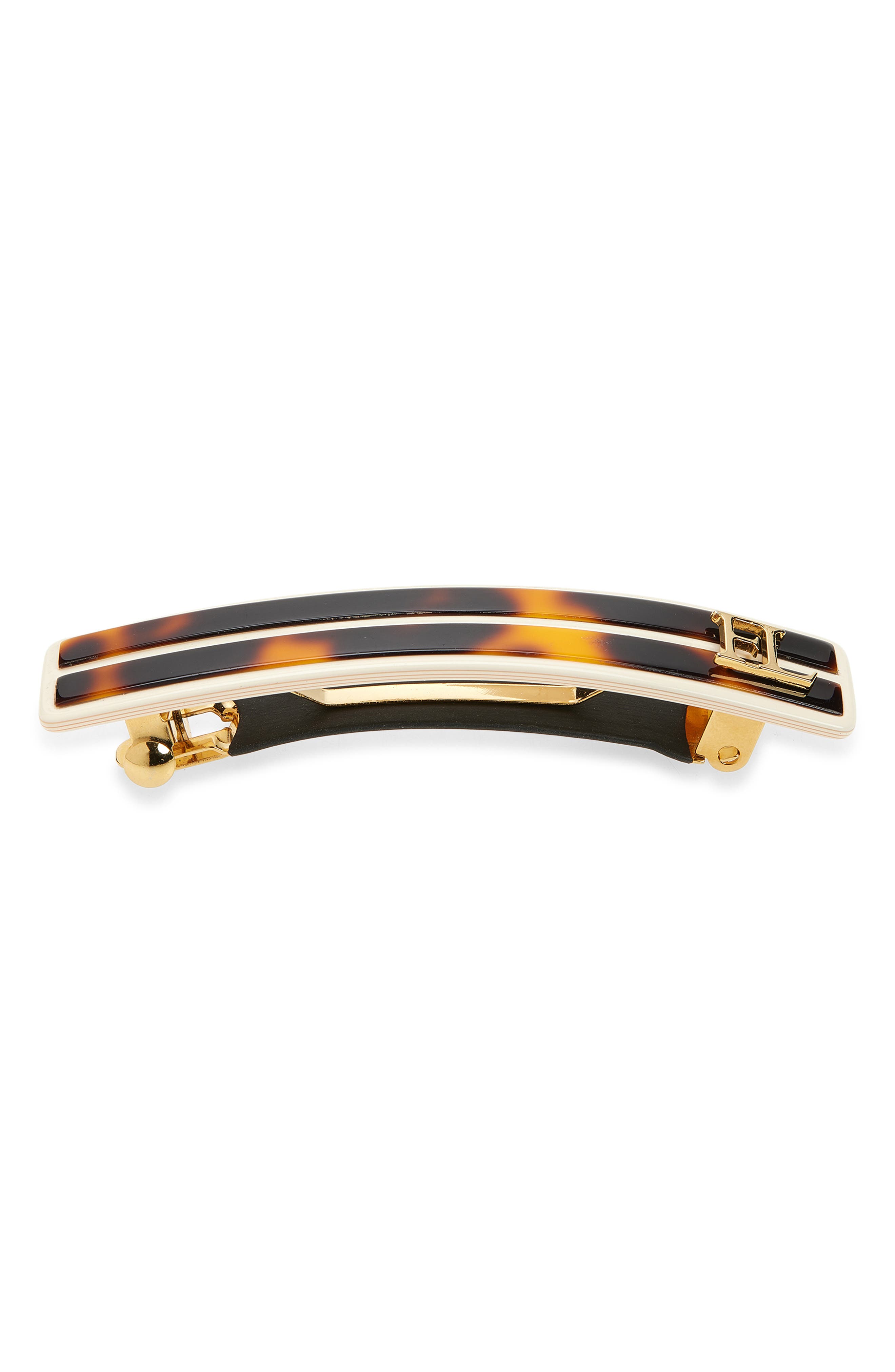 France Luxe Small Stripe Barrette In Black