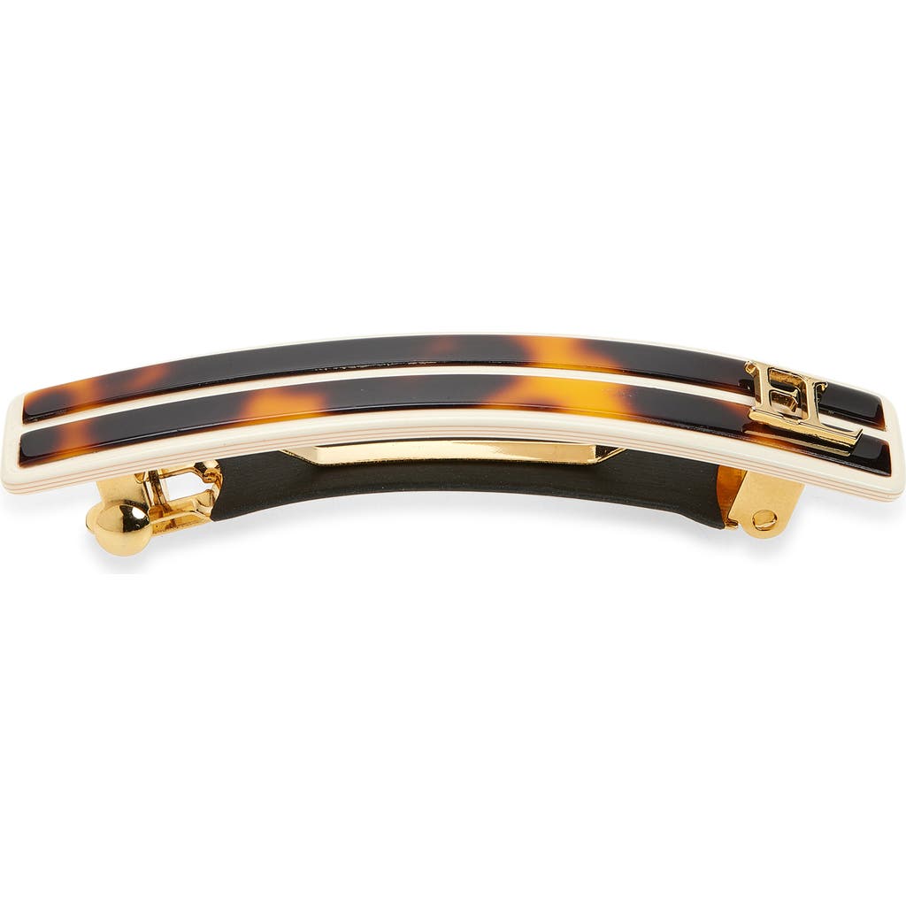 France Luxe Small Stripe Barrette In Black