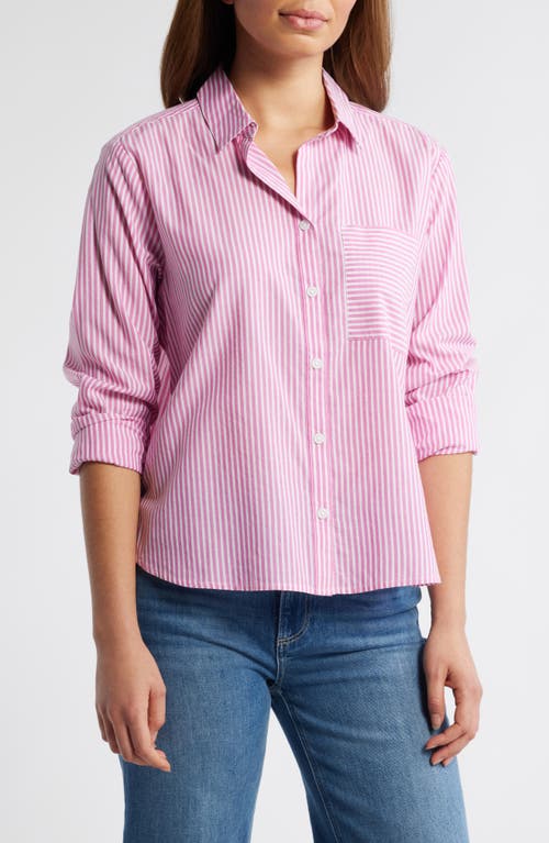 BEACHLUNCHLOUNGE BEACHLUNCHLOUNGE CANDY STRIPE COTTON BLEND BUTTON-UP SHIRT